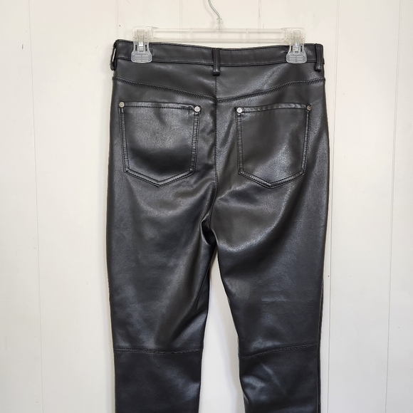 Free People Faux Leather Vegan High Rise Long & Lean Pants Leggings Stretchy - Picture 6 of 9